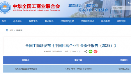 集团入选《中国民营企业社会责任报告（2025）》优秀案例